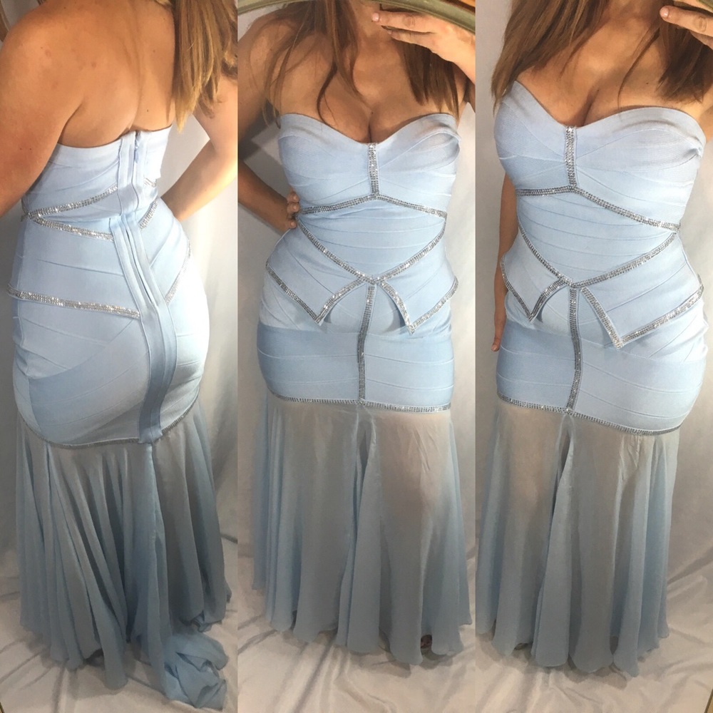 Sexy Light blue Strapless bandage gown by Terani 6